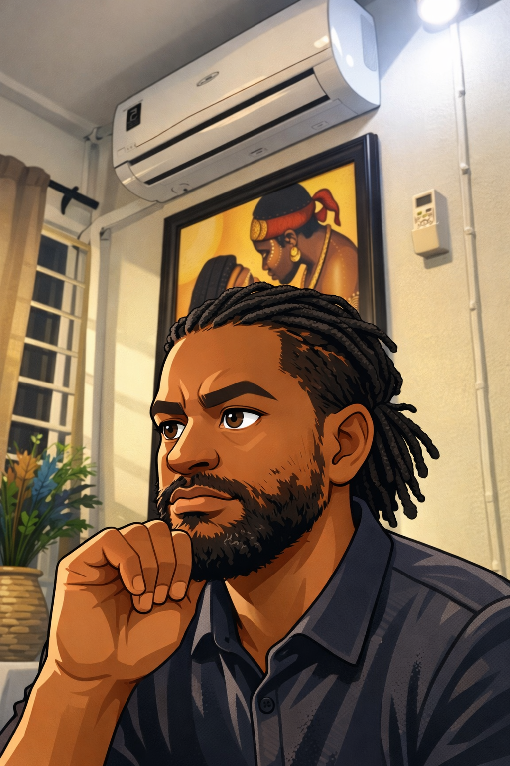 Illustrated portrait of Obiajulu Ezeh